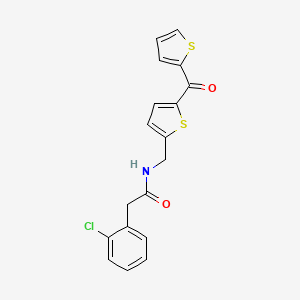 molecular formula C18H14ClNO2S2 B2368687 2-(2-chlorophenyl)-N-((5-(thiophene-2-carbonyl)thiophen-2-yl)methyl)acetamide CAS No. 1421466-57-0