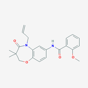 molecular formula C22H24N2O4 B2368698 N-(5-allyl-3,3-dimethyl-4-oxo-2,3,4,5-tetrahydrobenzo[b][1,4]oxazepin-7-yl)-2-methoxybenzamide CAS No. 921561-94-6