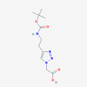 molecular formula C11H18N4O4 B2368701 2-(4-(2-((叔丁氧羰基)氨基)乙基)-1H-1,2,3-三唑-1-基)乙酸 CAS No. 2138103-08-7