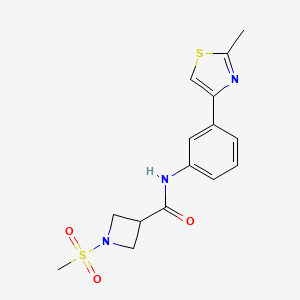 molecular formula C15H17N3O3S2 B2368702 1-(methylsulfonyl)-N-(3-(2-methylthiazol-4-yl)phenyl)azetidine-3-carboxamide CAS No. 1448051-76-0