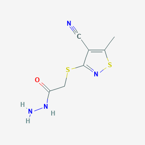 molecular formula C7H8N4OS2 B2368731 2-[(4-氰基-5-甲基-3-异噻唑基)硫基]乙酰肼 CAS No. 338395-68-9