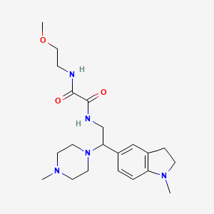 molecular formula C21H33N5O3 B2368733 N1-(2-甲氧基乙基)-N2-(2-(1-甲基吲哚啉-5-基)-2-(4-甲基哌嗪-1-基)乙基)草酰胺 CAS No. 922557-54-8