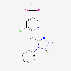 molecular formula C16H12ClF3N4S B2368746 5-{1-[3-氯-5-(三氟甲基)-2-吡啶基]乙基}-4-苯基-4H-1,2,4-三唑-3-硫醇 CAS No. 339010-57-0