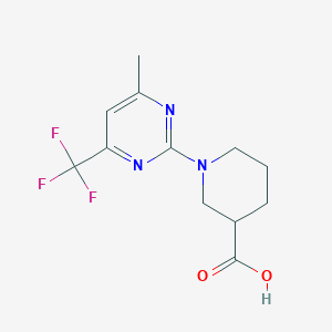molecular formula C12H14F3N3O2 B2368765 1-[4-Methyl-6-(trifluoromethyl)pyrimidin-2-yl]piperidine-3-carboxylic acid CAS No. 861451-76-5