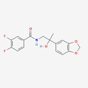 molecular formula C17H15F2NO4 B2368767 N-(2-(苯并[d][1,3]二氧杂环-5-基)-2-羟基丙基)-3,4-二氟苯甲酰胺 CAS No. 1396847-43-0