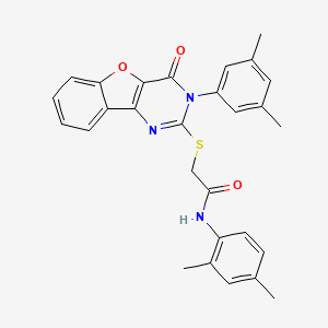 molecular formula C28H25N3O3S B2368768 N-(2,4-二甲苯基)-2-[[3-(3,5-二甲苯基)-4-氧代-[1]苯并呋喃[3,2-d]嘧啶-2-基]硫代]乙酰胺 CAS No. 872208-29-2