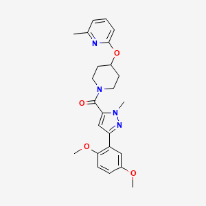molecular formula C24H28N4O4 B2368778 (3-(2,5-dimethoxyphenyl)-1-methyl-1H-pyrazol-5-yl)(4-((6-methylpyridin-2-yl)oxy)piperidin-1-yl)methanone CAS No. 1797187-67-7