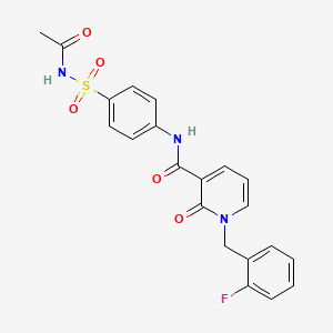 molecular formula C21H18FN3O5S B2368788 N-(4-(N-acetylsulfamoyl)phenyl)-1-(2-fluorobenzyl)-2-oxo-1,2-dihydropyridine-3-carboxamide CAS No. 941910-35-6