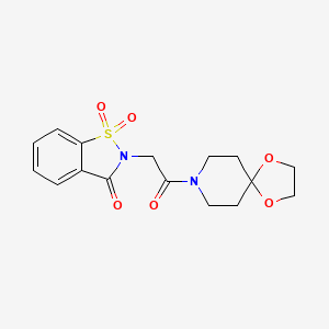 molecular formula C16H18N2O6S B2368822 2-(2-oxo-2-(1,4-dioxa-8-azaspiro[4.5]decan-8-yl)ethyl)benzo[d]isothiazol-3(2H)-one 1,1-dioxide CAS No. 898915-06-5