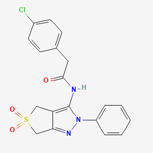 2-(4-chlorophenyl)-N-(5,5-dioxo-2-phenyl-4,6-dihydrothieno[3,4-c]pyrazol-3-yl)acetamide