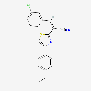 molecular formula C20H15ClN2S B2368872 (Z)-3-(3-chlorophenyl)-2-(4-(4-ethylphenyl)thiazol-2-yl)acrylonitrile CAS No. 476669-64-4