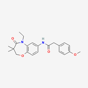 molecular formula C22H26N2O4 B2368876 N-(5-乙基-3,3-二甲基-4-氧代-2,3,4,5-四氢苯并[b][1,4]恶二杂环庚-7-基)-2-(4-甲氧基苯基)乙酰胺 CAS No. 921543-12-6