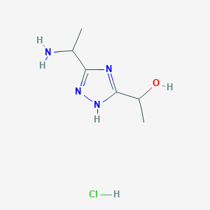 molecular formula C6H13ClN4O B2368884 1-[3-(1-Aminoethyl)-1H-1,2,4-triazol-5-yl]ethanol;hydrochloride CAS No. 2309468-71-9