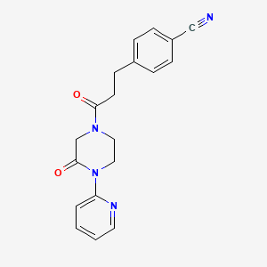 molecular formula C19H18N4O2 B2368886 4-(3-Oxo-3-(3-oxo-4-(pyridin-2-yl)piperazin-1-yl)propyl)benzonitrile CAS No. 2320174-57-8
