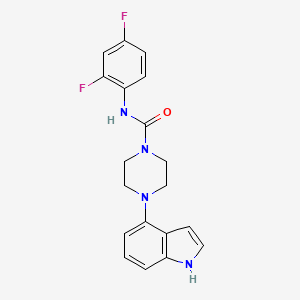molecular formula C19H18F2N4O B2368904 N-(2,4-二氟苯基)-4-(1H-吲哚-4-基)哌嗪-1-甲酰胺 CAS No. 882256-43-1