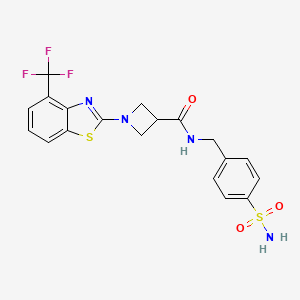 molecular formula C19H17F3N4O3S2 B2368910 N-(4-sulfamoylbenzyl)-1-(4-(trifluoromethyl)benzo[d]thiazol-2-yl)azetidine-3-carboxamide CAS No. 1396706-64-1