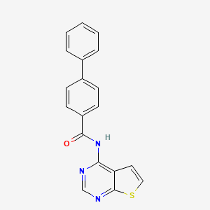 molecular formula C19H13N3OS B2368911 N-(thieno[2,3-d]pyrimidin-4-yl)-[1,1'-biphenyl]-4-carboxamide CAS No. 1003159-80-5