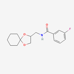 molecular formula C16H20FNO3 B2368912 N-(1,4-dioxaspiro[4.5]decan-2-ylmethyl)-3-fluorobenzamide CAS No. 899730-02-0