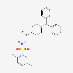 molecular formula C27H31N3O3S B2368923 N-(2-(4-benzhydrylpiperazin-1-yl)-2-oxoethyl)-2,5-dimethylbenzenesulfonamide CAS No. 690644-42-9