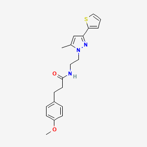 molecular formula C20H23N3O2S B2368924 3-(4-methoxyphenyl)-N-(2-(5-methyl-3-(thiophen-2-yl)-1H-pyrazol-1-yl)ethyl)propanamide CAS No. 2034476-89-4
