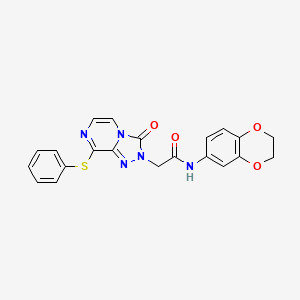 molecular formula C21H17N5O4S B2368938 N-(2,3-二氢-1,4-苯并二氧杂环-6-基)-2-(3-氧代-8-苯硫基-[1,2,4]三唑并[4,3-a]哒嗪-2-基)乙酰胺 CAS No. 1251634-50-0