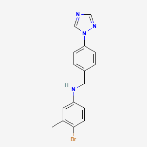molecular formula C16H15BrN4 B2368943 4-bromo-3-methyl-N-[4-(1H-1,2,4-triazol-1-yl)benzyl]aniline CAS No. 866157-60-0