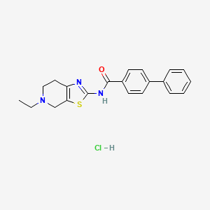 molecular formula C21H22ClN3OS B2368958 N-(5-ethyl-4,5,6,7-tetrahydrothiazolo[5,4-c]pyridin-2-yl)-[1,1'-biphenyl]-4-carboxamide hydrochloride CAS No. 1330374-29-2