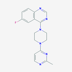 molecular formula C17H17FN6 B2368961 6-Fluoro-4-[4-(2-methylpyrimidin-4-yl)piperazin-1-yl]quinazoline CAS No. 2415501-49-2