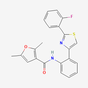 molecular formula C22H17FN2O2S B2368968 N-(2-(2-(2-氟苯基)噻唑-4-基)苯基)-2,5-二甲基呋喃-3-甲酰胺 CAS No. 1798513-91-3