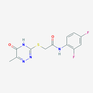 molecular formula C12H10F2N4O2S B2368971 N-(2,4-difluorophenyl)-2-[(6-methyl-5-oxo-2,5-dihydro-1,2,4-triazin-3-yl)sulfanyl]acetamide CAS No. 725709-99-9