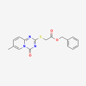 molecular formula C17H15N3O3S B2368972 Benzyl 2-(7-methyl-4-oxopyrido[1,2-a][1,3,5]triazin-2-yl)sulfanylacetate CAS No. 896324-39-3