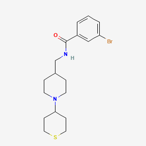 molecular formula C18H25BrN2OS B2368979 3-bromo-N-((1-(tetrahydro-2H-thiopyran-4-yl)piperidin-4-yl)methyl)benzamide CAS No. 2034287-64-2