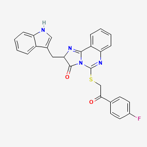 molecular formula C27H19FN4O2S B2368982 5-[2-(4-fluorophenyl)-2-oxoethyl]sulfanyl-2-(1H-indol-3-ylmethyl)-2H-imidazo[1,2-c]quinazolin-3-one CAS No. 1024256-34-5