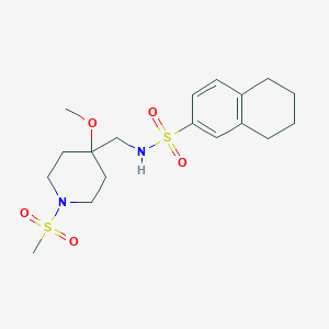 molecular formula C18H28N2O5S2 B2368985 N-[(1-methanesulfonyl-4-methoxypiperidin-4-yl)methyl]-5,6,7,8-tetrahydronaphthalene-2-sulfonamide CAS No. 2415472-74-9