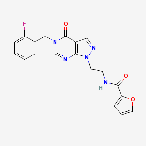 molecular formula C19H16FN5O3 B2368987 N-(2-(5-(2-氟苄基)-4-氧代-4,5-二氢-1H-吡唑并[3,4-d]嘧啶-1-基)乙基)呋喃-2-甲酰胺 CAS No. 922137-51-7