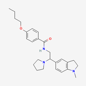 molecular formula C26H35N3O2 B2368990 4-丁氧基-N-(2-(1-甲基吲哚林-5-基)-2-(吡咯烷-1-基)乙基)苯甲酰胺 CAS No. 922137-11-9