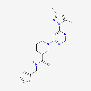 molecular formula C20H24N6O2 B2368996 1-(6-(3,5-dimethyl-1H-pyrazol-1-yl)pyrimidin-4-yl)-N-(furan-2-ylmethyl)piperidine-3-carboxamide CAS No. 1334371-54-8