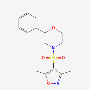 molecular formula C15H18N2O4S B2369002 4-((3,5-Dimethylisoxazol-4-yl)sulfonyl)-2-phenylmorpholine CAS No. 1209909-81-8