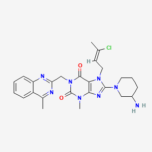 molecular formula C25H29ClN8O2 B2369012 8-(3-Aminopiperidin-1-yl)-7-(3-chlorobut-2-en-1-yl)-3-methyl-1-((4-methylquinazolin-2-yl)methyl)-3,7-dihydro-1H-purine-2,6-dione CAS No. 2138805-26-0