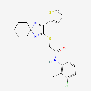 molecular formula C21H22ClN3OS2 B2369018 N-(3-chloro-2-methylphenyl)-2-((3-(thiophen-2-yl)-1,4-diazaspiro[4.5]deca-1,3-dien-2-yl)thio)acetamide CAS No. 1223755-73-4