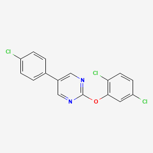 molecular formula C16H9Cl3N2O B2369037 5-(4-Chlorophenyl)-2-(2,5-dichlorophenoxy)pyrimidine CAS No. 477890-46-3