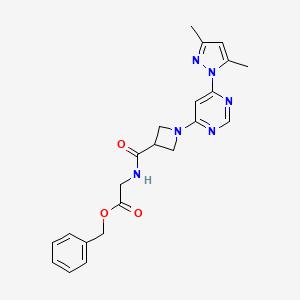 benzyl 2-(1-(6-(3,5-dimethyl-1H-pyrazol-1-yl)pyrimidin-4-yl)azetidine-3-carboxamido)acetate