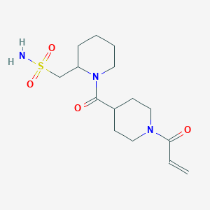 molecular formula C15H25N3O4S B2369055 [1-(1-Prop-2-enoylpiperidine-4-carbonyl)piperidin-2-yl]methanesulfonamide CAS No. 2361679-58-3