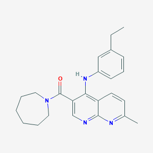 molecular formula C24H28N4O B2369058 Azepan-1-yl(4-((3-ethylphenyl)amino)-7-methyl-1,8-naphthyridin-3-yl)methanone CAS No. 1251586-92-1