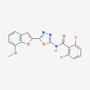 molecular formula C18H11F2N3O4 B2369060 2,6-difluoro-N-(5-(7-methoxybenzofuran-2-yl)-1,3,4-oxadiazol-2-yl)benzamide CAS No. 922041-66-5