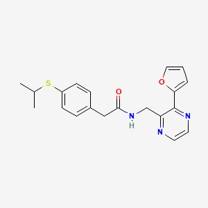 molecular formula C20H21N3O2S B2369063 N-((3-(呋喃-2-基)吡嗪-2-基)甲基)-2-(4-(异丙硫基)苯基)乙酰胺 CAS No. 2034463-63-1