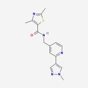 molecular formula C16H17N5OS B2369069 2,4-dimethyl-N-((2-(1-methyl-1H-pyrazol-4-yl)pyridin-4-yl)methyl)thiazole-5-carboxamide CAS No. 2034609-70-4