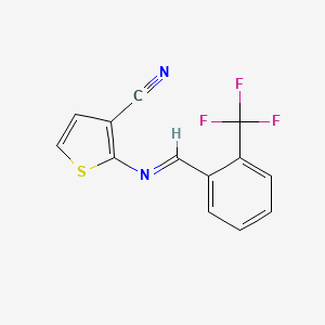 molecular formula C13H7F3N2S B2369071 2-({(E)-[2-(trifluoromethyl)phenyl]methylidene}amino)-3-thiophenecarbonitrile CAS No. 338777-54-1