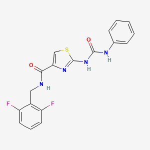 molecular formula C18H14F2N4O2S B2369080 N-(2,6-difluorobenzyl)-2-(3-phenylureido)thiazole-4-carboxamide CAS No. 941880-58-6