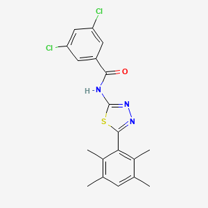 molecular formula C19H17Cl2N3OS B2369087 3,5-dichloro-N-[5-(2,3,5,6-tetramethylphenyl)-1,3,4-thiadiazol-2-yl]benzamide CAS No. 391227-35-3